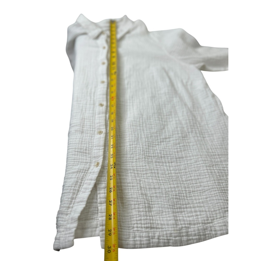 J. Jill White Crinkle Cotton Gauze Button Down Shirt Plus Size 2X Boho - Picture 7 of 8